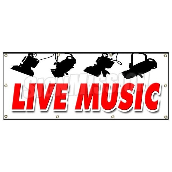 Signmission LIVE MUSIC BANNER SIGN band trio rock and roll swing no cover cocktails B-96 Live Music - main